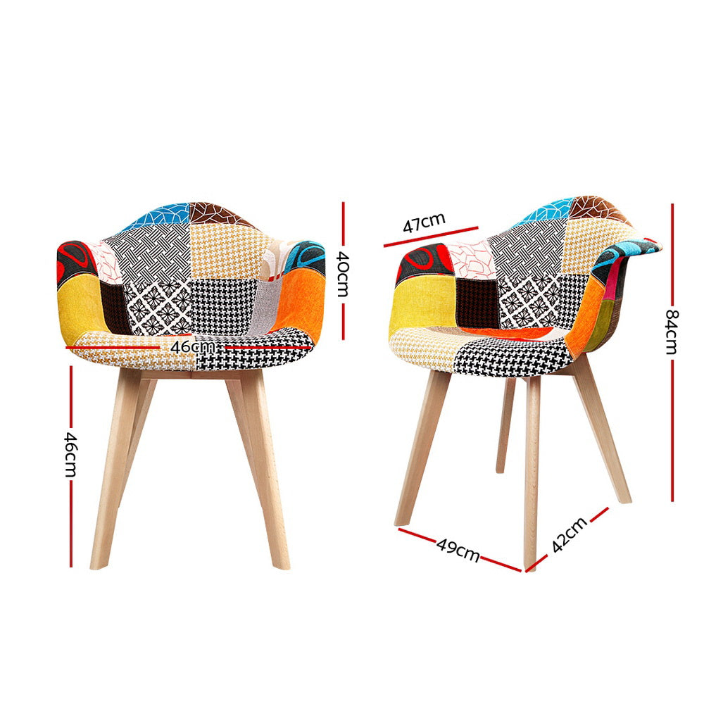 Artiss Dining Chairs Set of 2 Fabric Retro Replica DSW